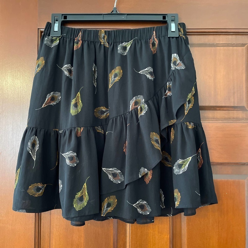 Madewell feather print layered mini skirt size small - Picture 2 of 6